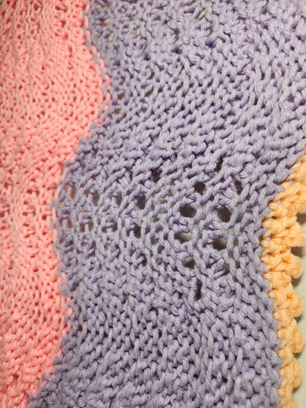 Handmade Crochet Knit Blanket Pastel Rainbow Ripple Throw Nursery Grannycore 45